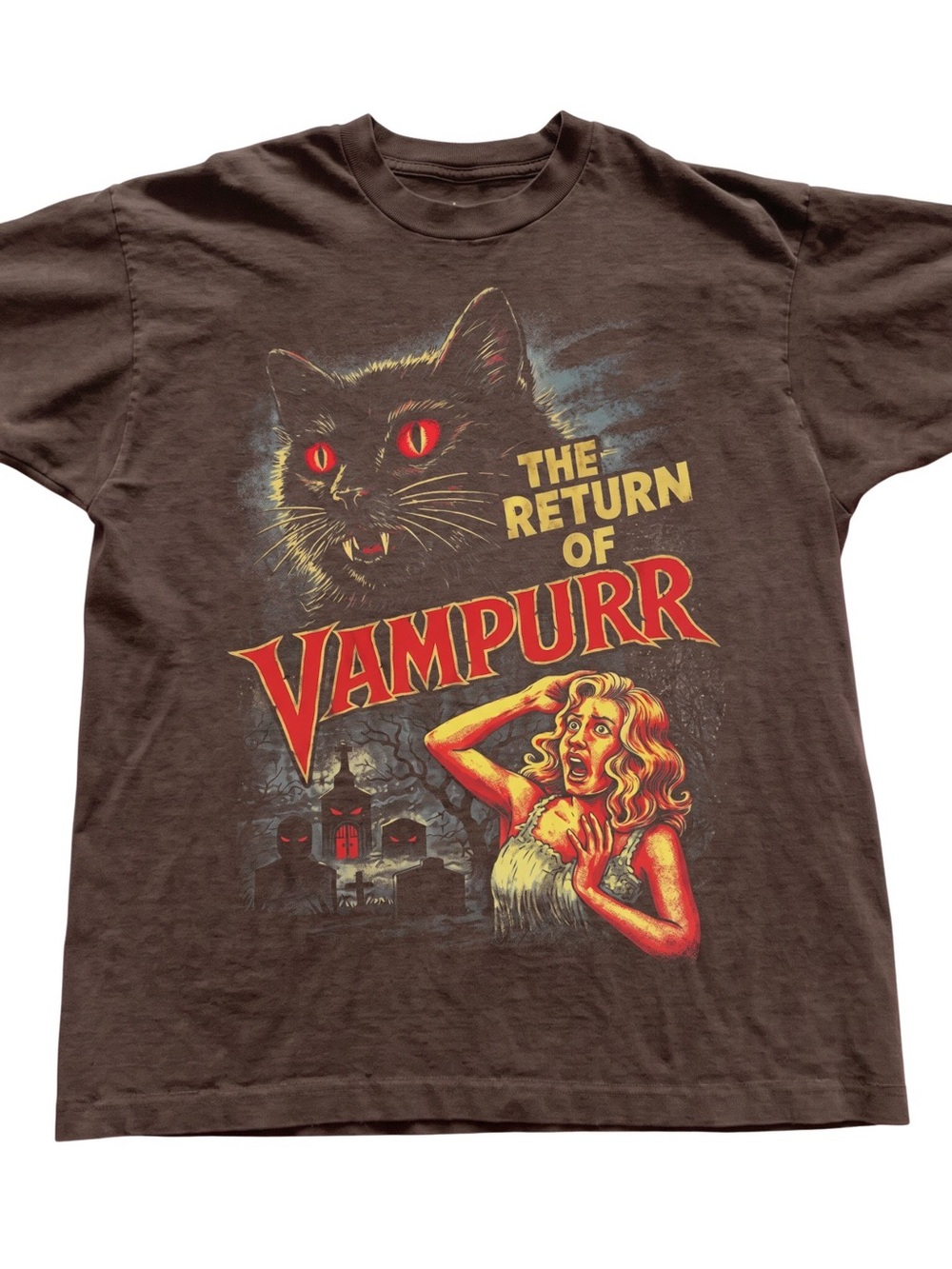 Gildan Brown 'The Return of Vampurr' Graphic Tee, Gift For Her , For Him